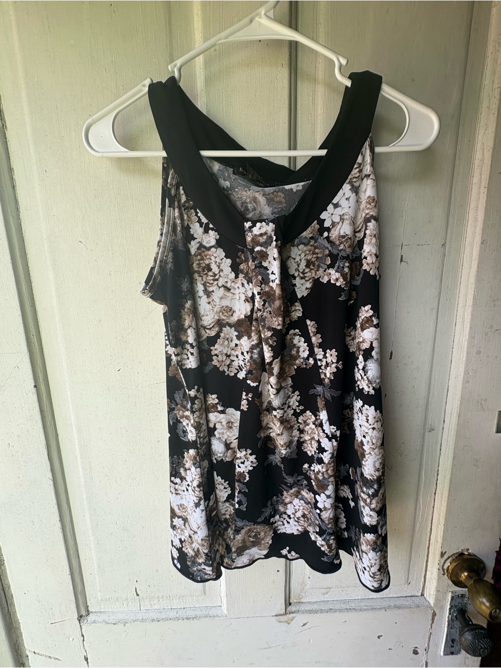 Susan Lawrence Black Floral Sleeveless Top